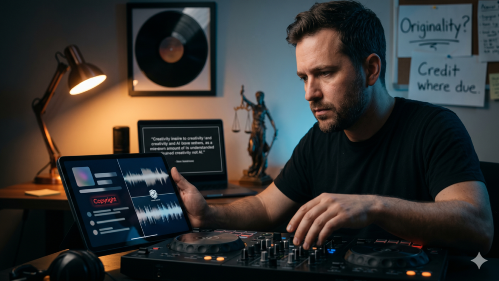 Delve into the important ethical considerations surrounding AI in the DJ industry, from intellectual property to maintaining human creativity and authenticity.