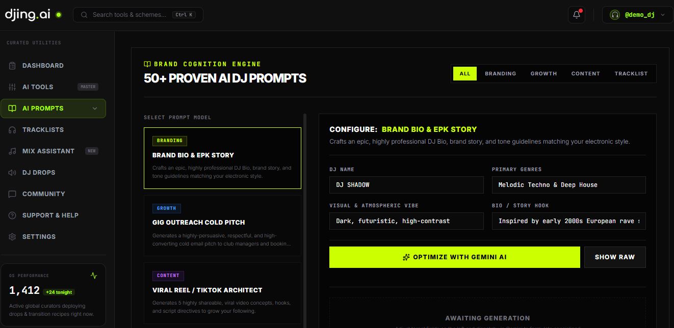 DJing.ai Tools — Dashboard